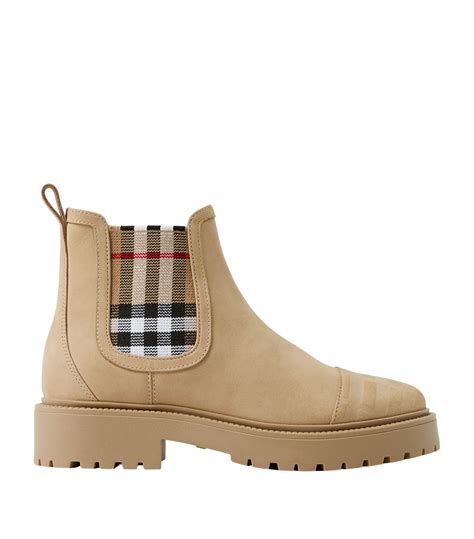 buckle detail chelseas burberry boots|Burberry check detail Chelsea boots.